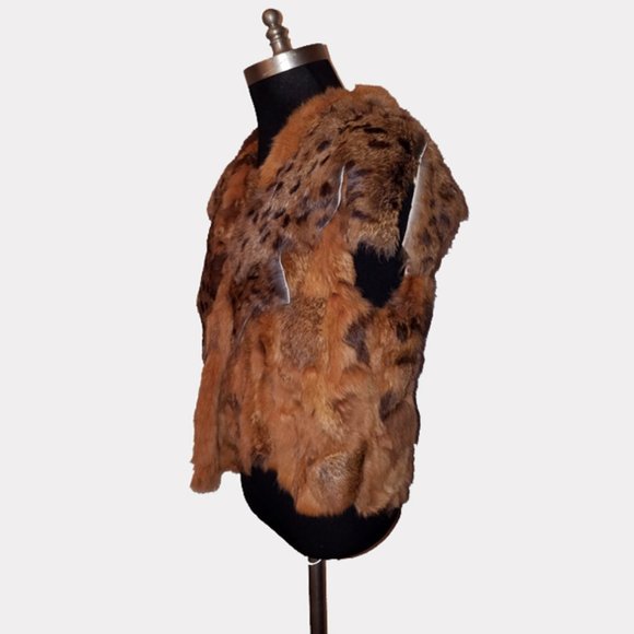 Vtg 80s Multicolor Animal Print Fur Vest S - Picture 3 of 11